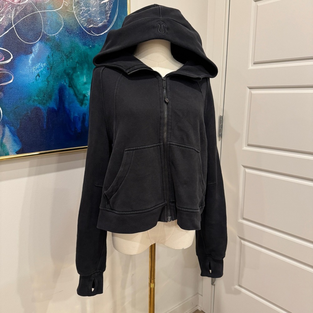 Lululemon Scuba Oversized Full Zip Hoodie Black M/L Thumbholes Pockets